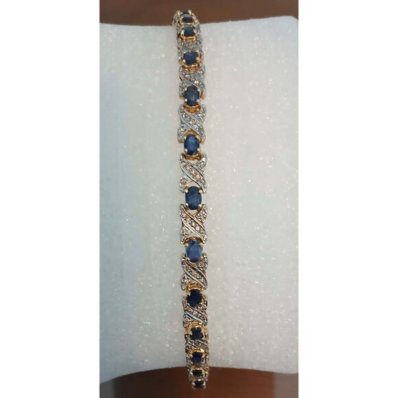 Sapphire Diamond 14k Yellow Gold Heirloom Bracelet - Picture 3 of 10